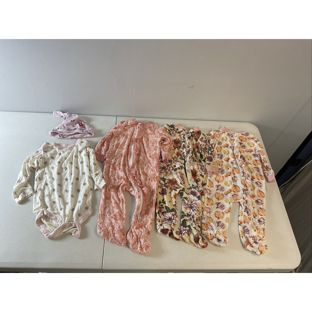 Lot of 5 Pieces Milkberry 0-3, 6-9‎ ruffle zippy footed,  bamboo Girls